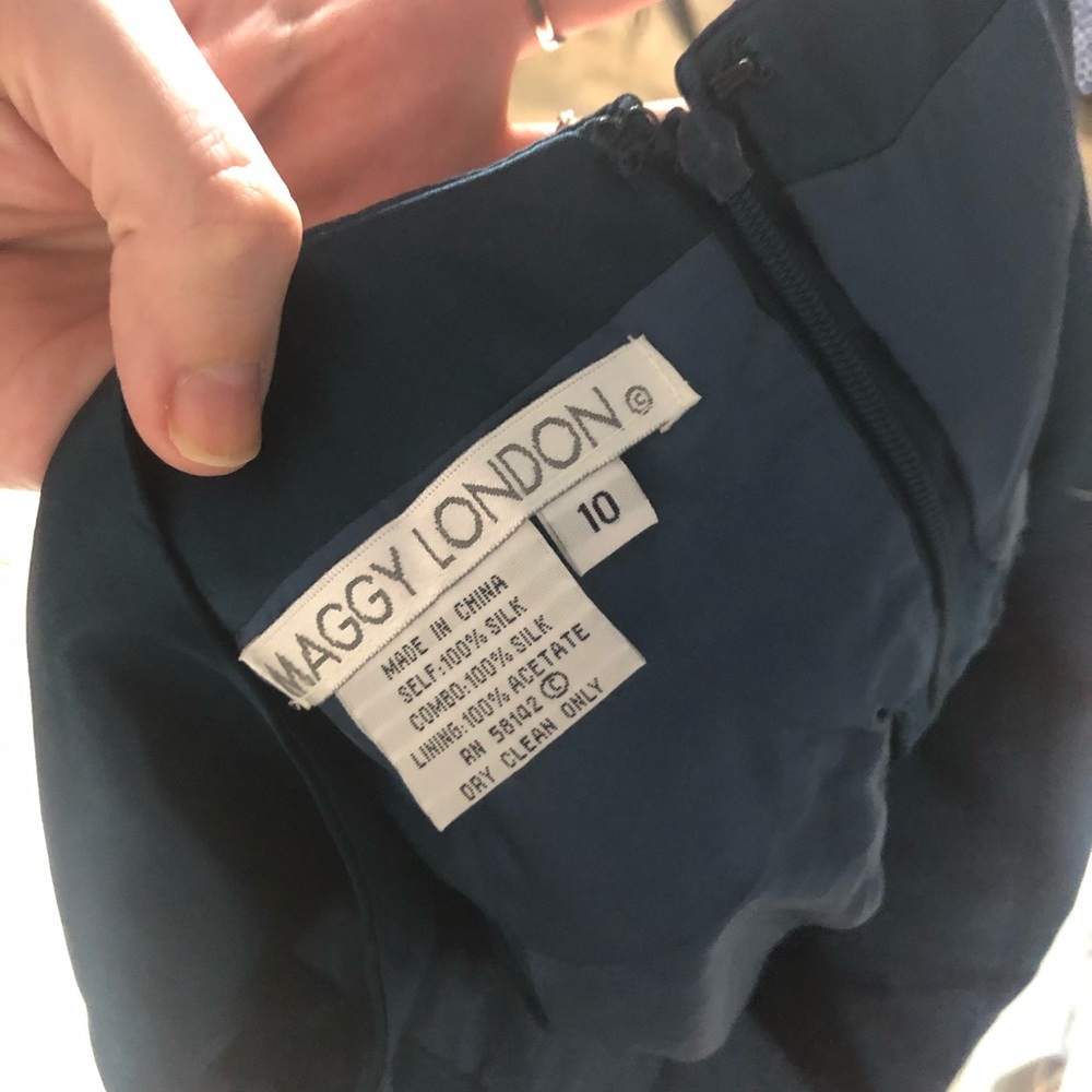 NWT maggy london teal pleated silk dress size 10 - Picture 4 of 4